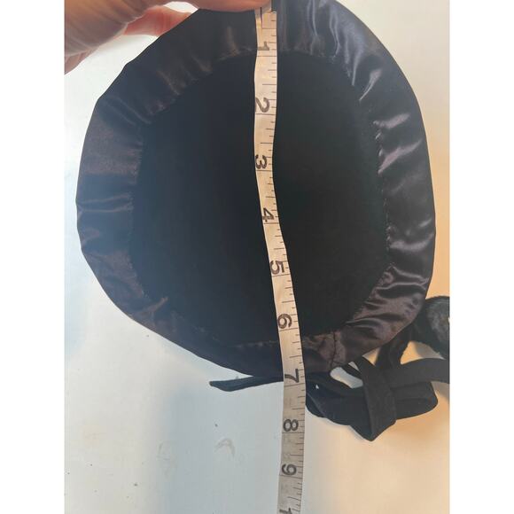 Vintage 1950s-60s Wool Pill Box Hat Black JL - Picture 5 of 5